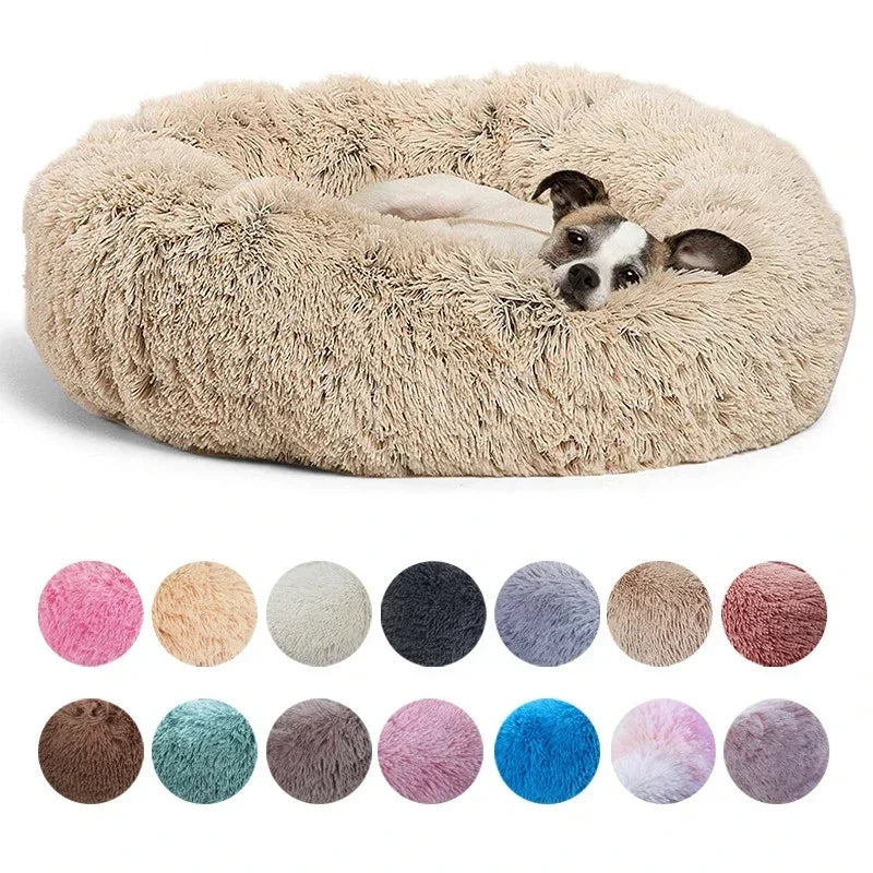 Huisdierbed rond pluche machinewasbaar Ø40-90 cm