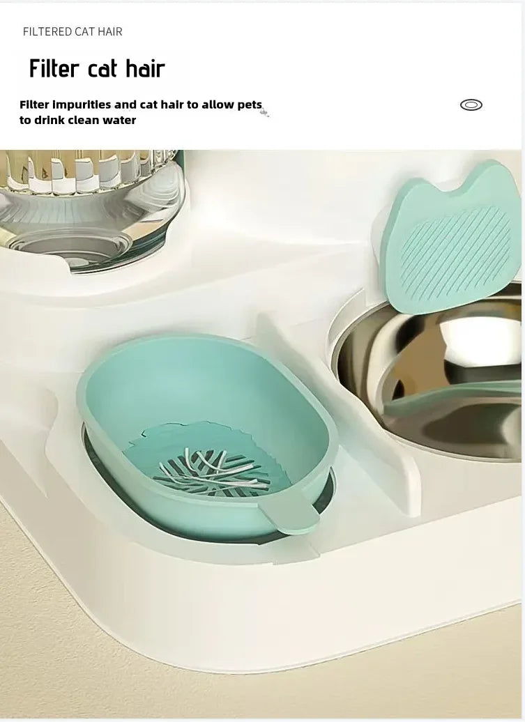 Integrated Food and Water Bowl for Cats and Dogs | Plastic
