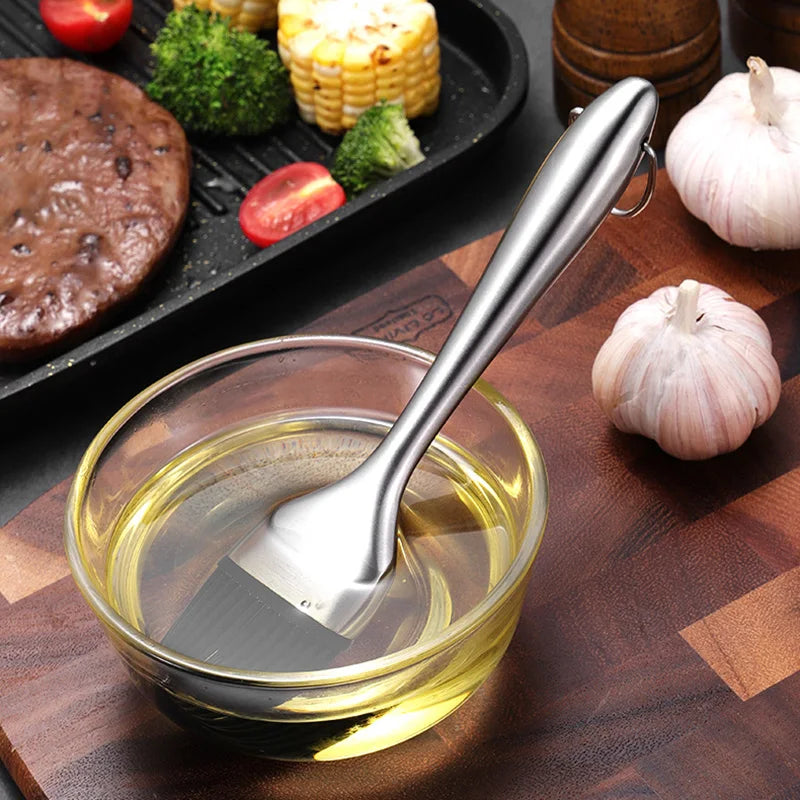 Silicone Brush with Stainless Steel Handle for Baking, Cooking, and BBQ
