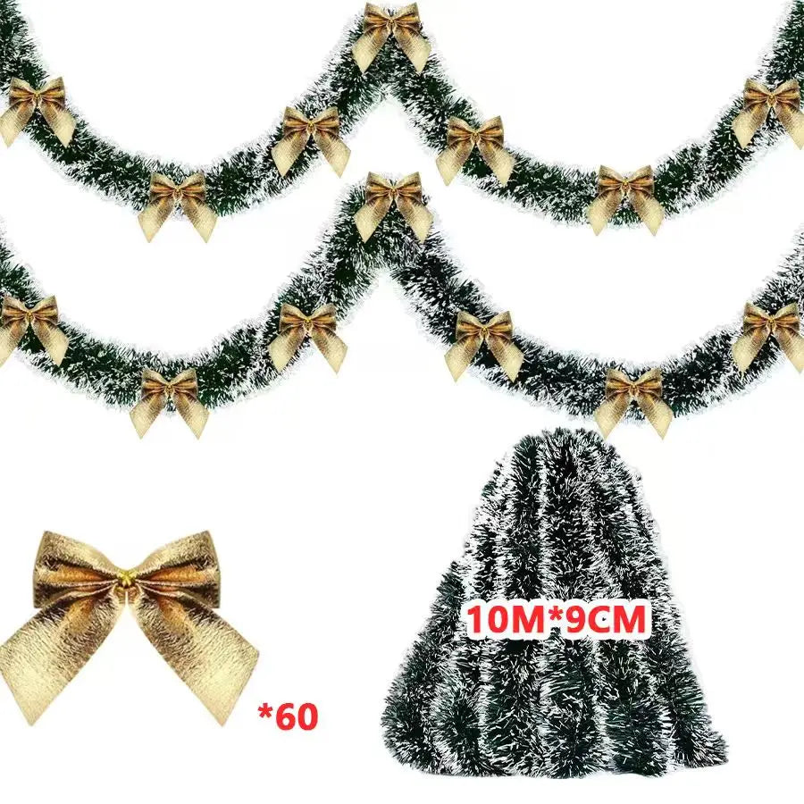 Kerstslinger groen tinsel met strikjes