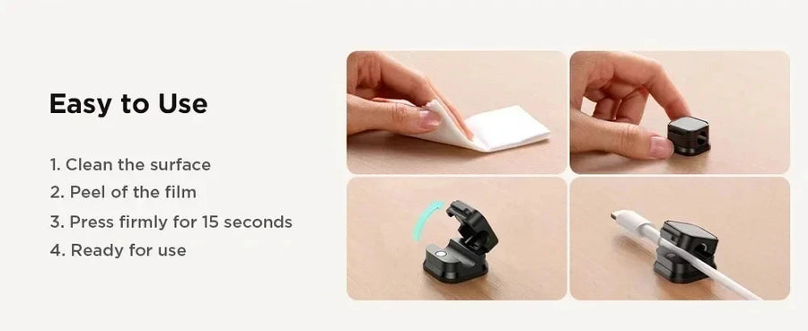 Cable clip with adhesive for desk and wall