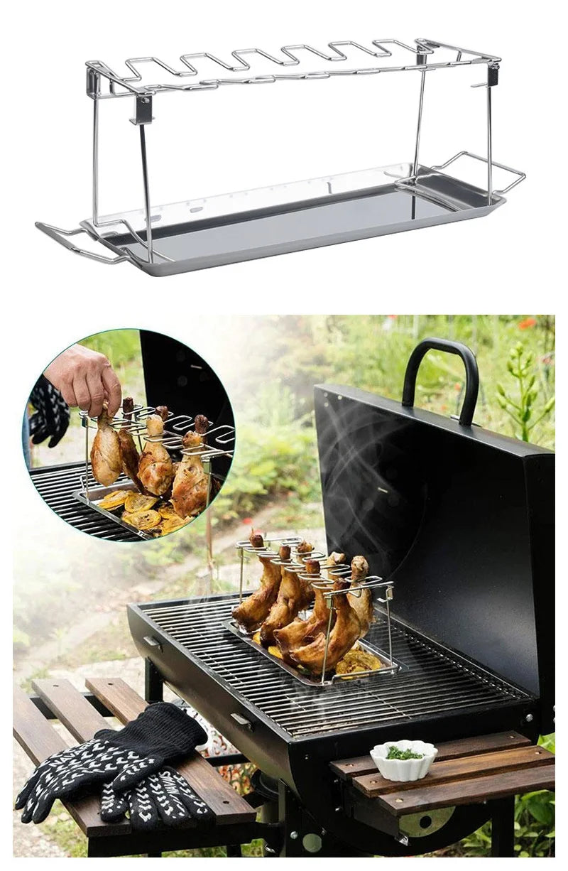 Grillrek kipdrumsticks 14 plekken met druppelpan