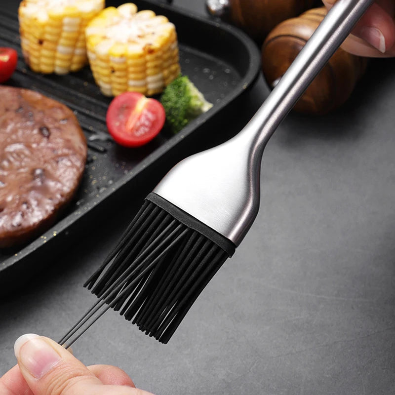 Silicone Brush with Stainless Steel Handle for Baking, Cooking, and BBQ