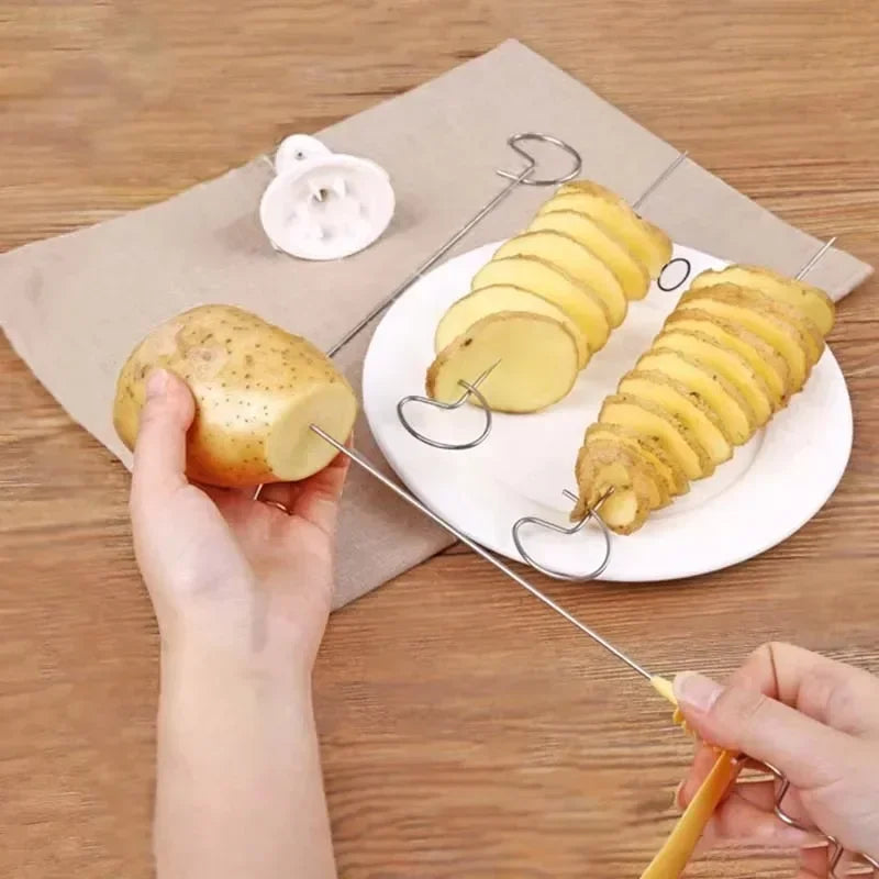 Aardappel spiraalsnijder handmatig roestvrijstaal