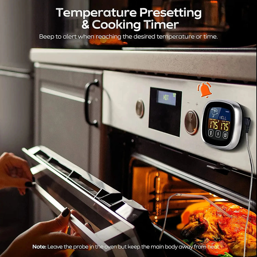 Digital Meat Thermometer with Waterproof Stainless Steel Probe for Oven and BBQ