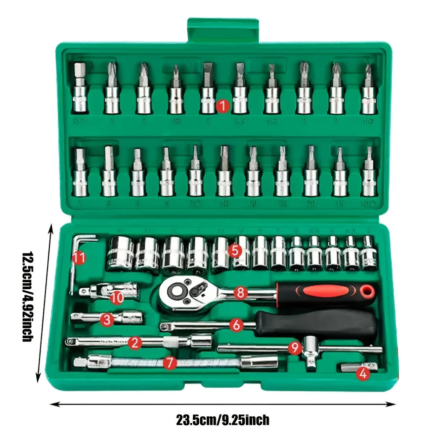 Dopset 46-delig 1/4 inch autogereedschap
