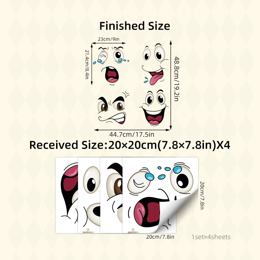 Smiley Gezicht Wandstickers Set - Waterafstotend, Verwijderbaar