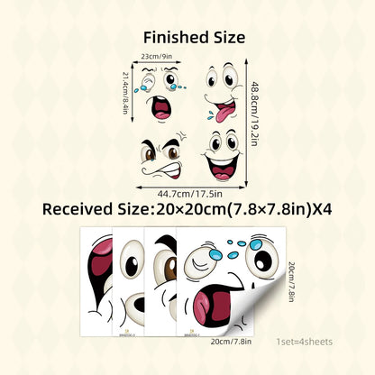 Smiley Gezicht Wandstickers Set - Waterafstotend, Verwijderbaar