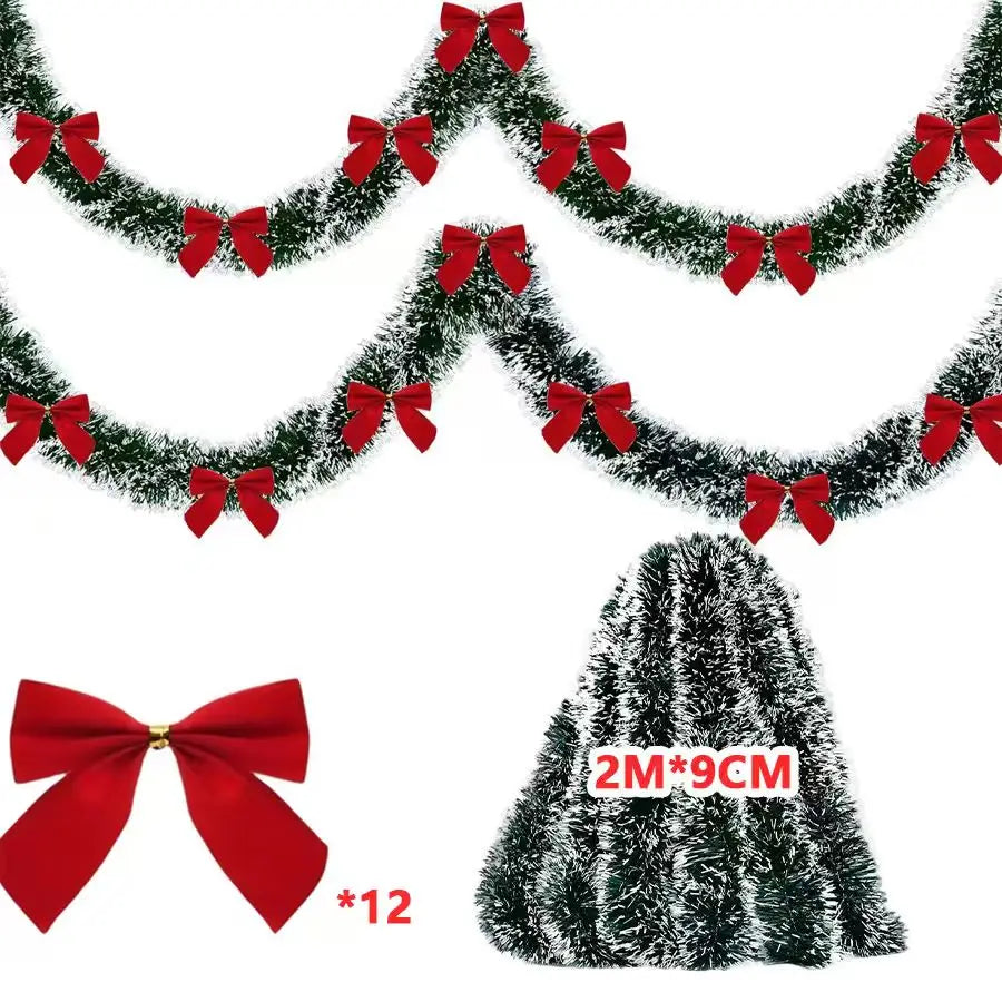 Kerstslinger groen tinsel met strikjes