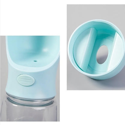 Hondenwaterfles 400ml met voerbakje en poepzakjeshouder