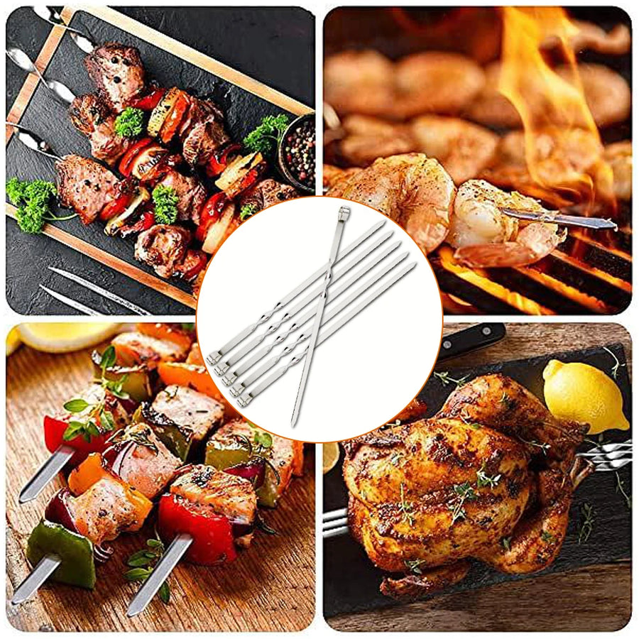 Barbecue spiezen 6 stuks plat roestvrij staal