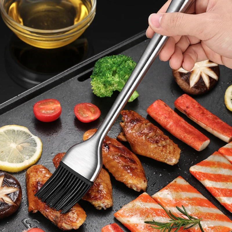 Silicone Brush with Stainless Steel Handle for Baking, Cooking, and BBQ
