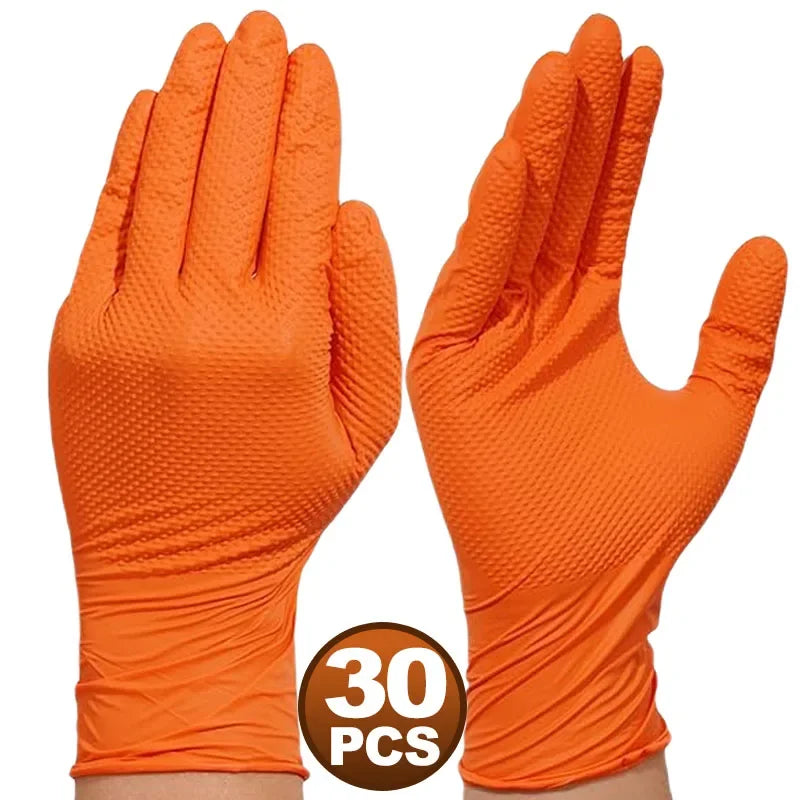 Nitril wegwerphandschoenen 8 mil oranje diamond grip