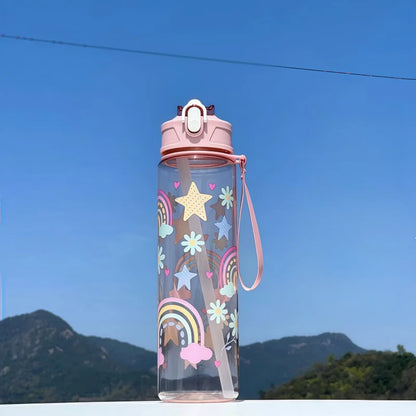 Waterfles 750 ml dinosaurus met rietje