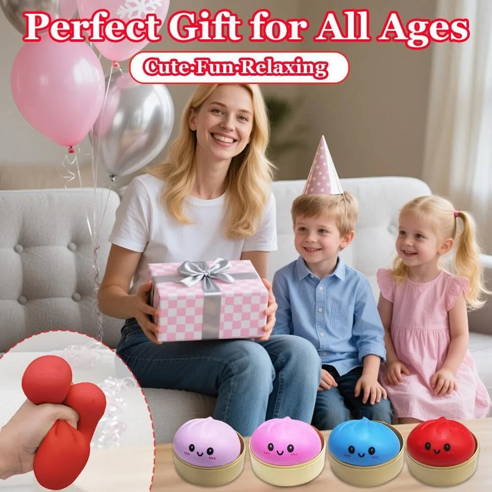 Squishy stressbal dumpling vrolijk gezicht