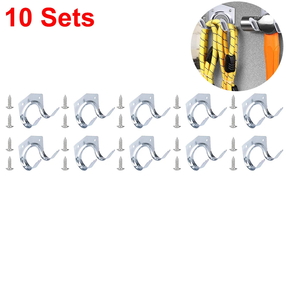 Set van 5 Dubbele Gietijzeren Wandhaken voor Gereedschap