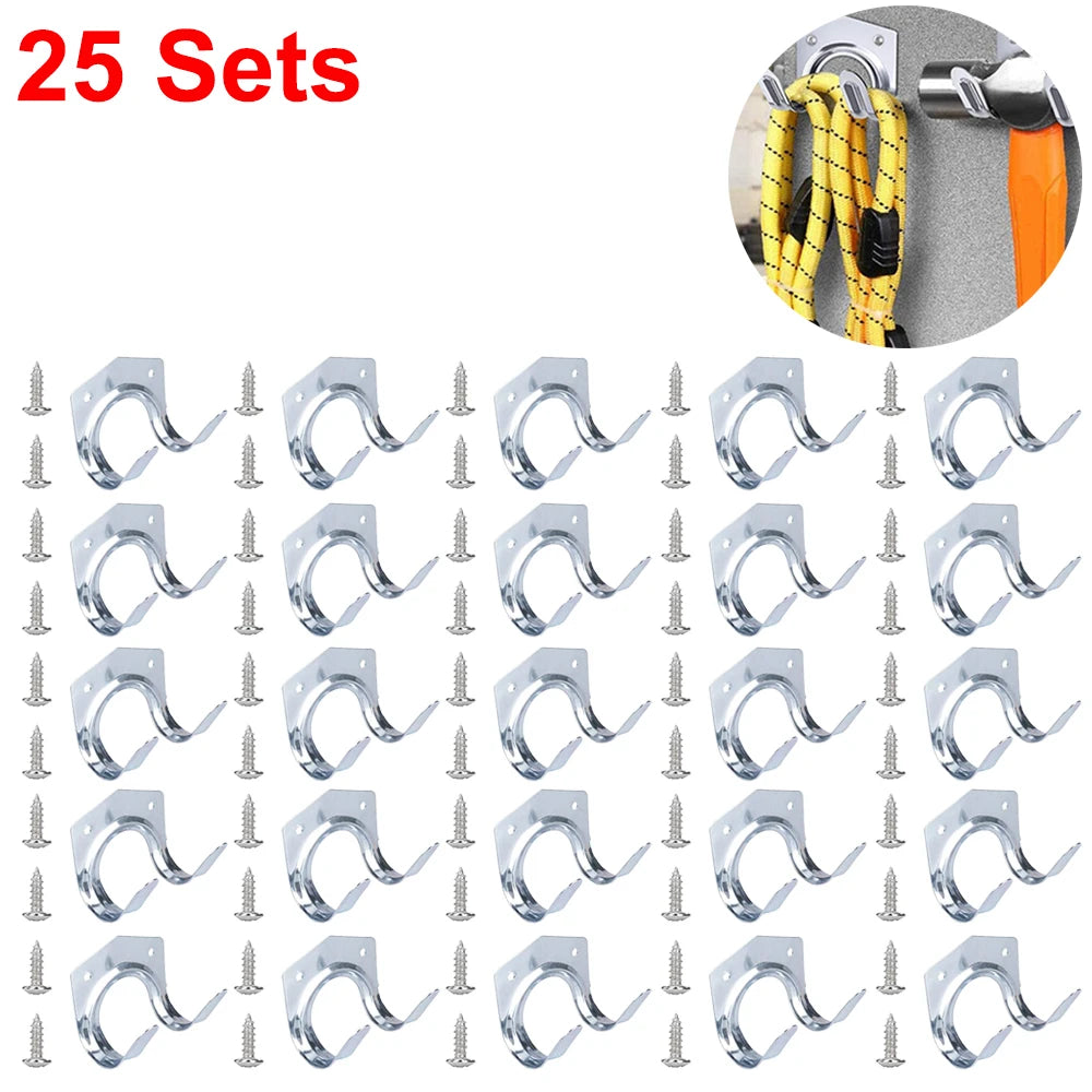 Set van 5 Dubbele Gietijzeren Wandhaken voor Gereedschap