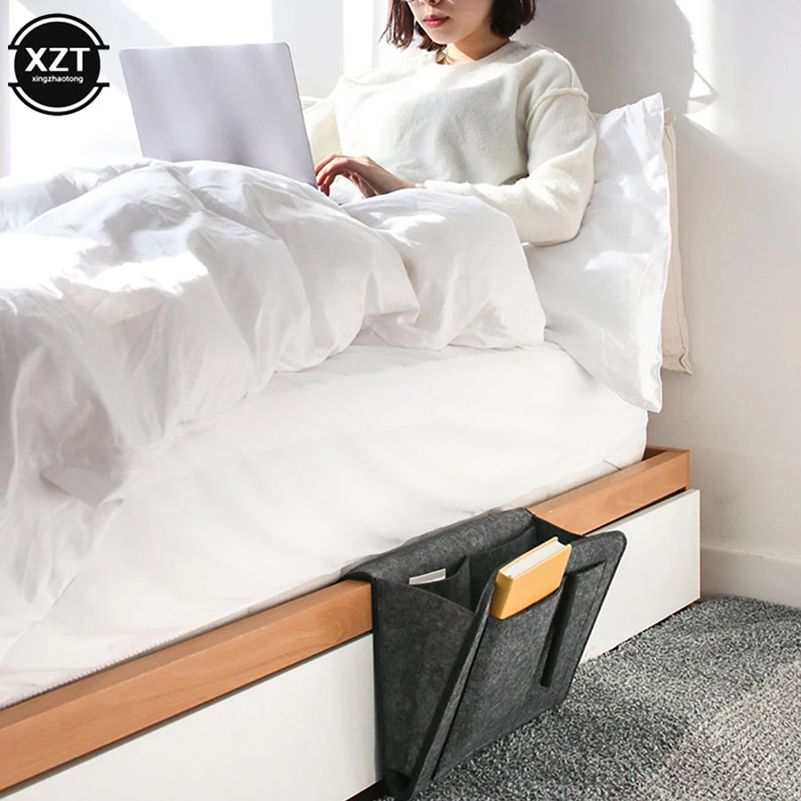 Felt Bedside Organizer for Phone and Magazine