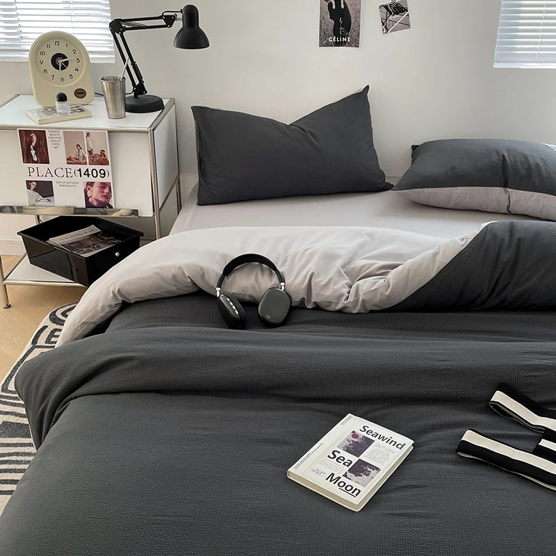Dekbedovertrekset microfiber 3-delig met rits