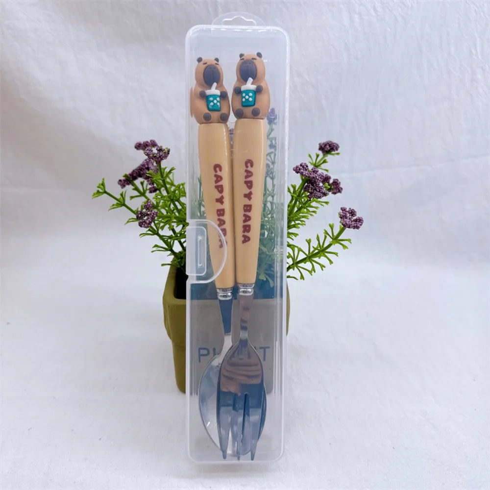 Capybara Bestekset Vork en Lepel Roestvrij Staal