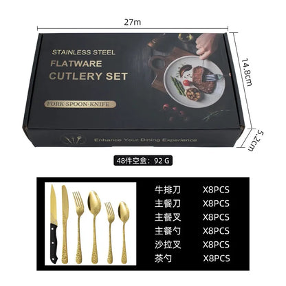 48-Delige Bestekset met Patroon Roestvrij Staal in Geschenkdoos