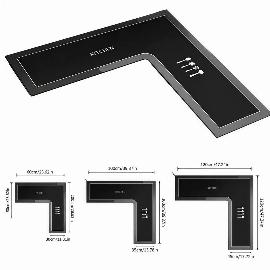 L-vormige keukenvloermat antislip