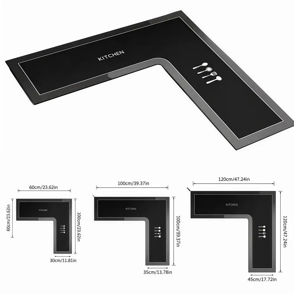L-vormige keukenvloermat antislip