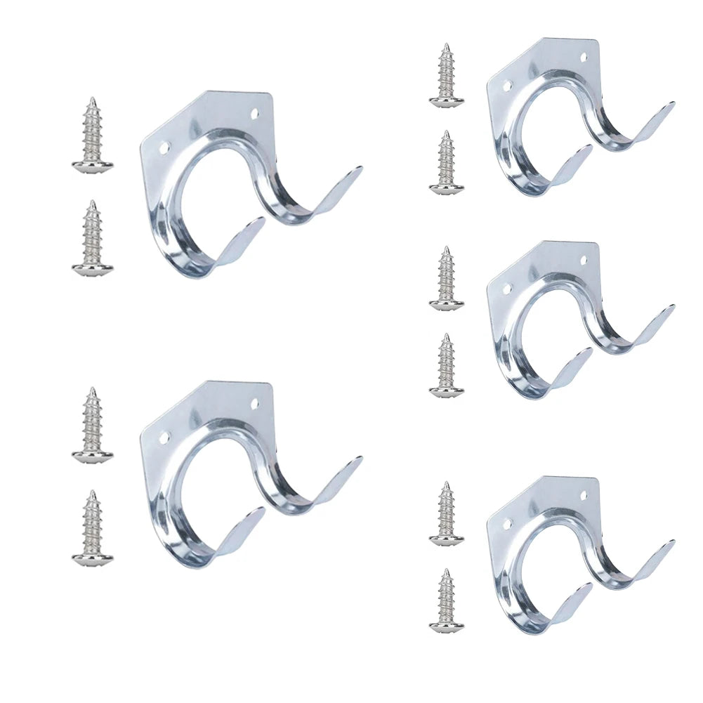 Set van 5 Dubbele Gietijzeren Wandhaken voor Gereedschap