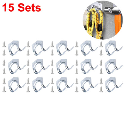 Set van 5 Dubbele Gietijzeren Wandhaken voor Gereedschap