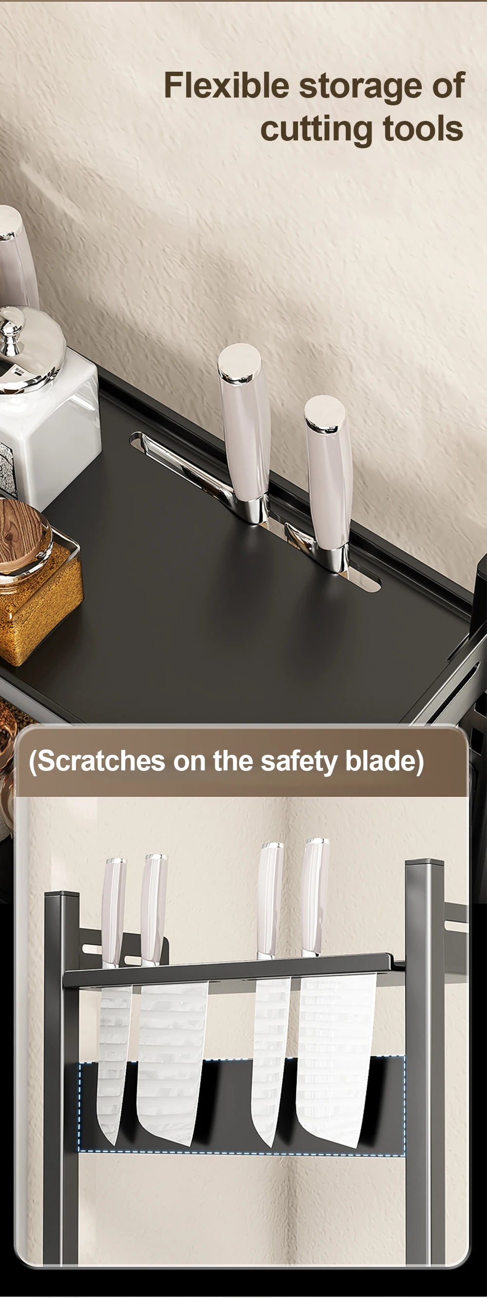 Uitschuifbaar kruidenrek, drie laags voor aanrecht