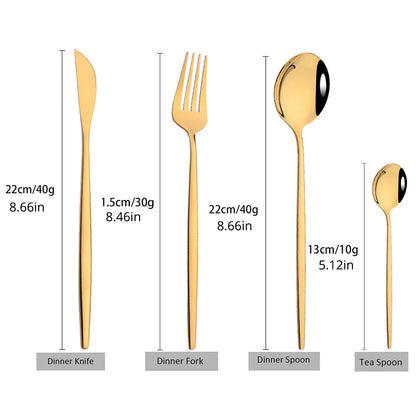 HELOTIC 12-delige Bestekset Zwart Goud Roestvrij Staal