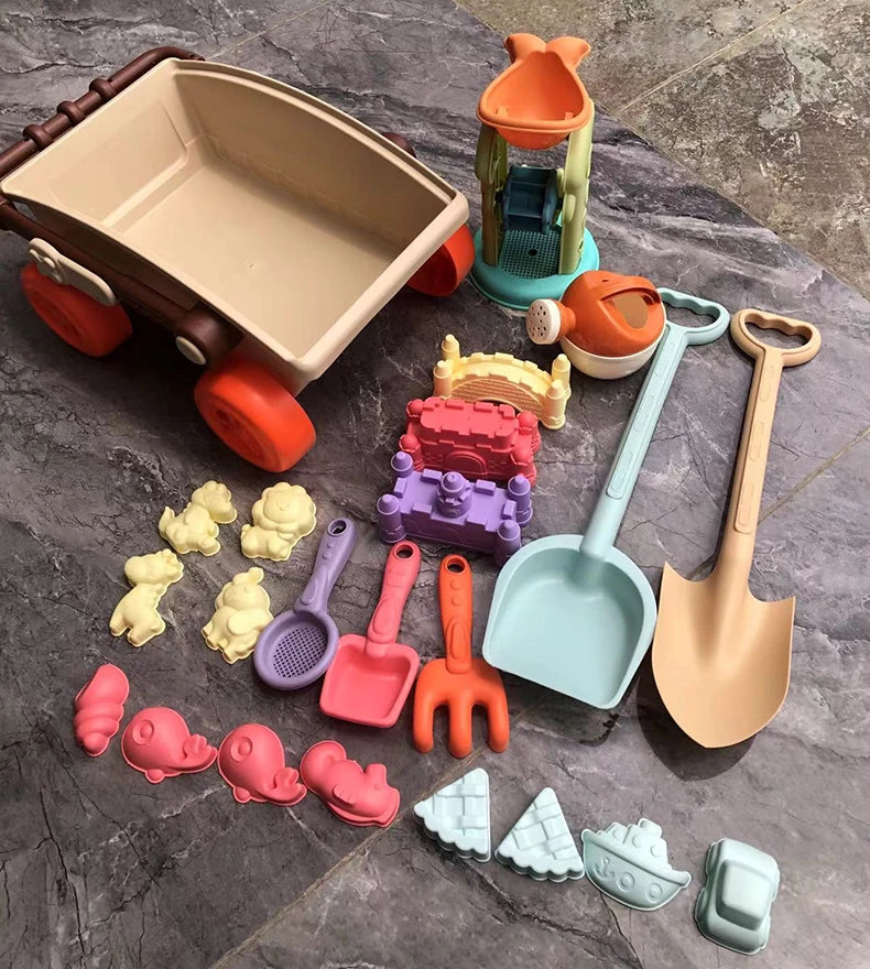 Beach playset with trolley for children 3-6 years