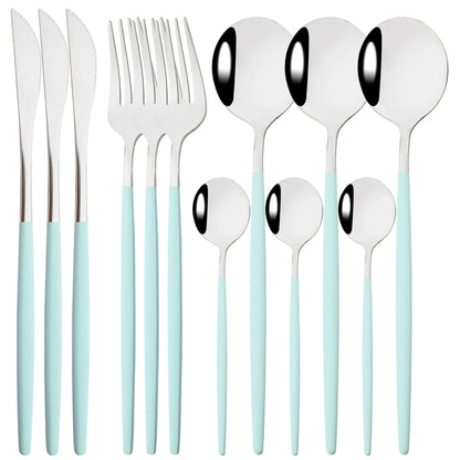 HELOTIC 12-delige Bestekset Zwart Goud Roestvrij Staal