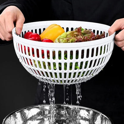 Saladespinner van roestvrij staal met pers en afwatering