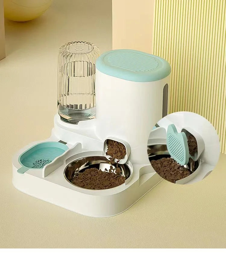 Integrated Food and Water Bowl for Cats and Dogs | Plastic