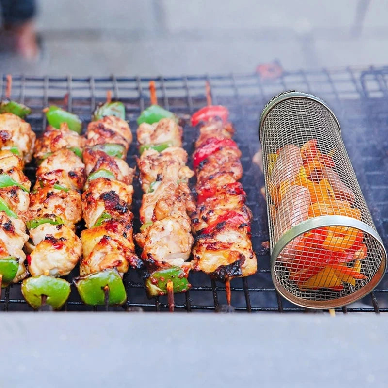 Barbecuebasket rol rond roestvrij staal