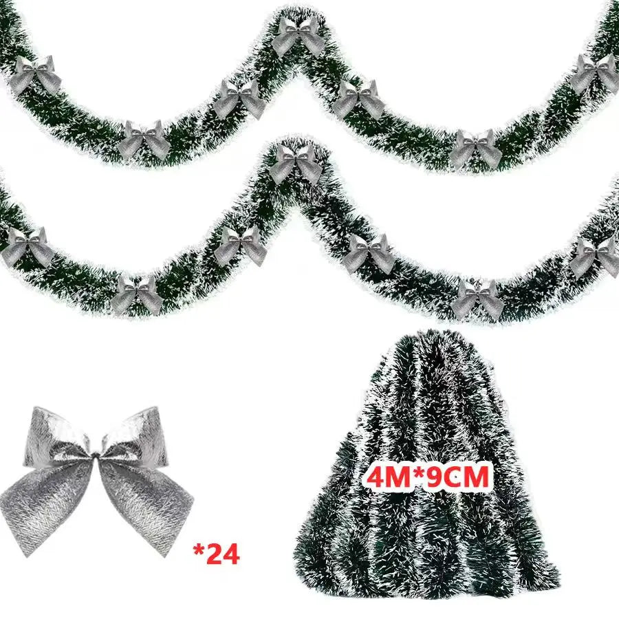 Kerstslinger groen tinsel met strikjes