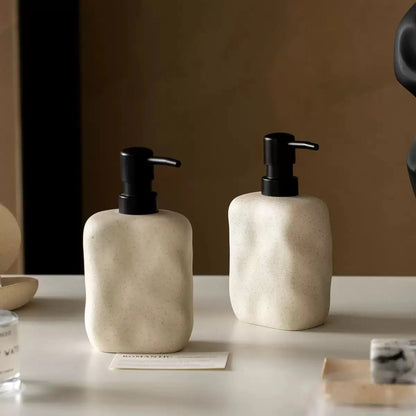 Keramische lotionfles met pomp, 450 ml, Wabi Sabi design