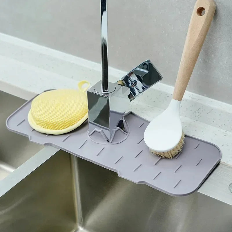 Gootsteenmat 37x14 cm met sponsrek siliconen