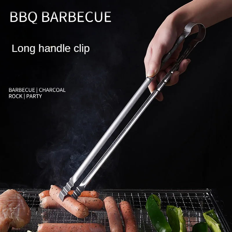 Long BBQ Tongs 45 cm Stainless Steel for Outdoor Cooking