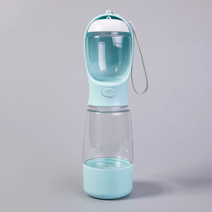 Hondenwaterfles 400ml met voerbakje en poepzakjeshouder