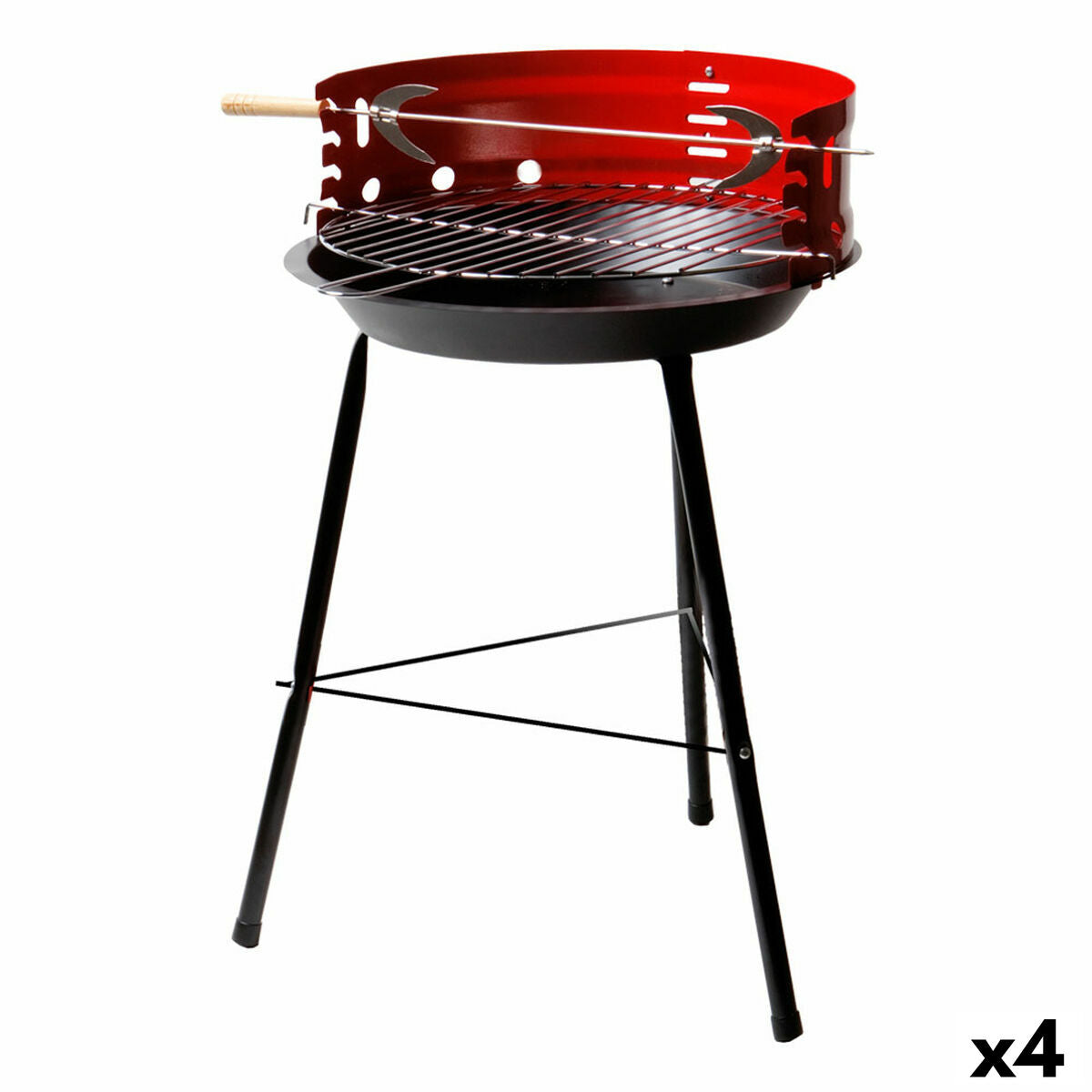 Aktive Barbecue Draagbare Aktive Hout Ijzer 37,5 X 70 X 38,5 Cm (4 Stuks) Rood