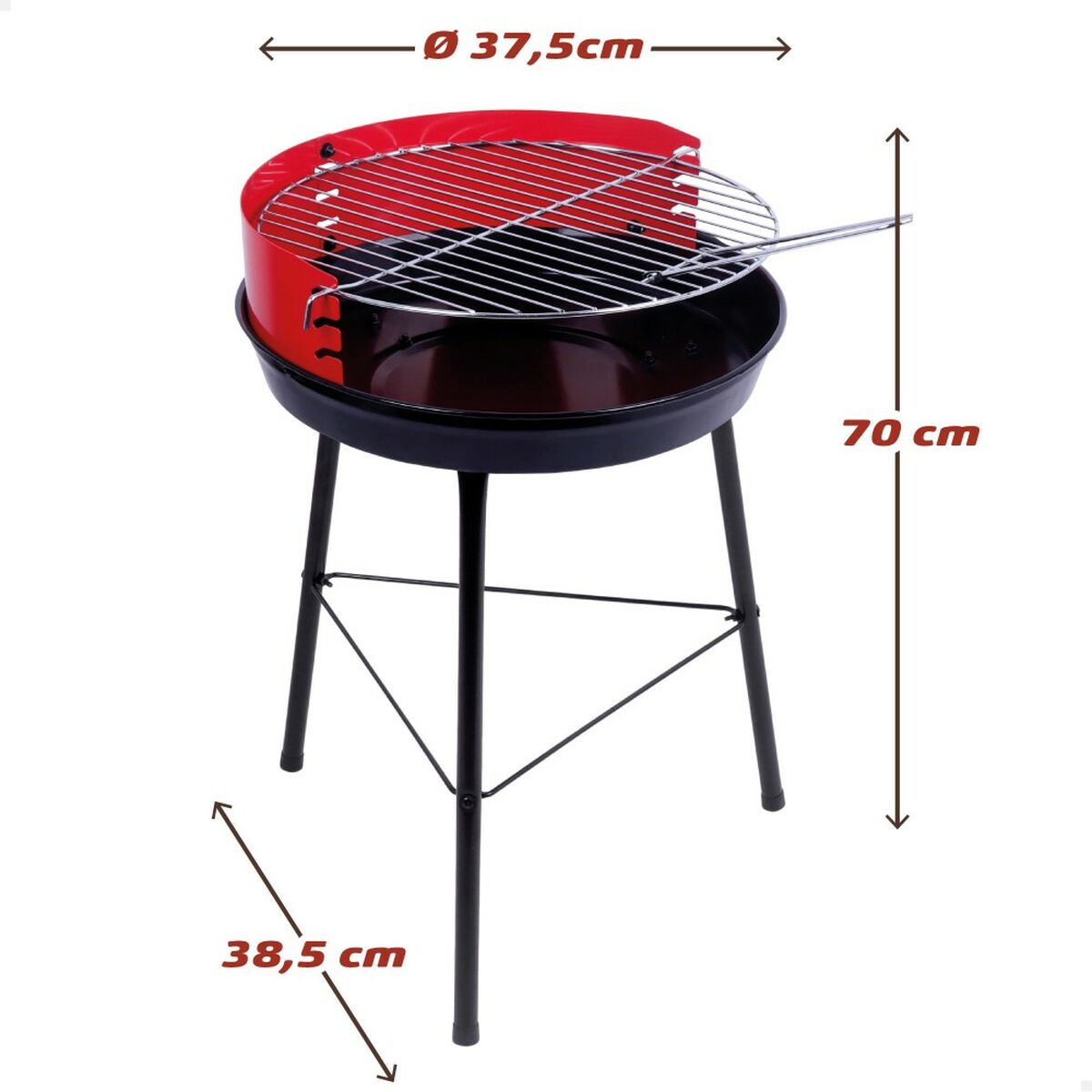 Aktive Barbecue Draagbare Aktive Hout Ijzer 37,5 X 70 X 38,5 Cm (4 Stuks) Rood