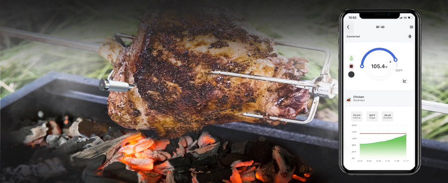 Wireless Bluetooth Meat Thermometer with LCD Screen and Rechargeable Battery