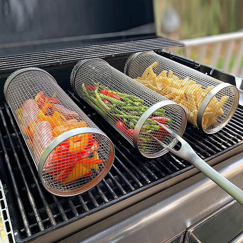 Barbecuebasket rol rond roestvrij staal