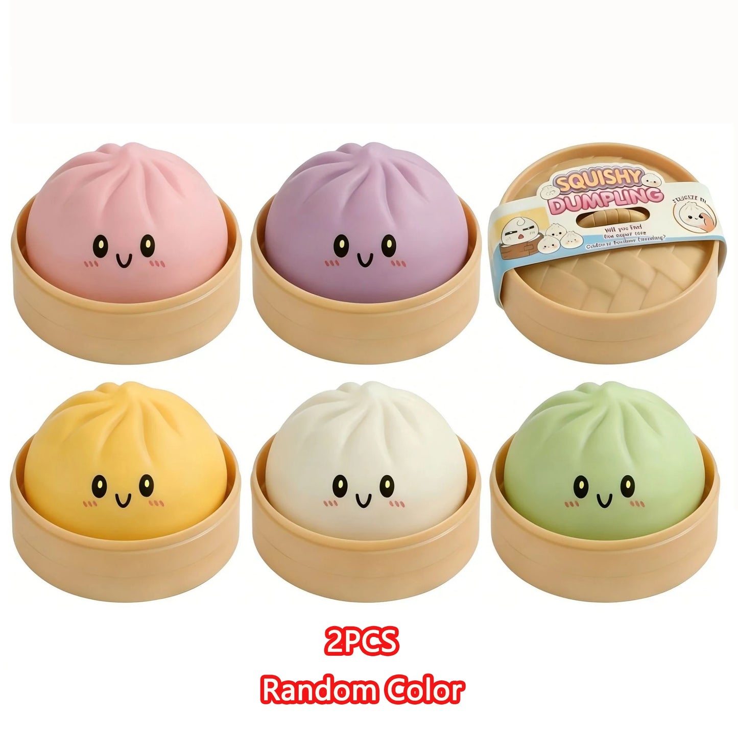 Squishy stressbal dumpling vrolijk gezicht