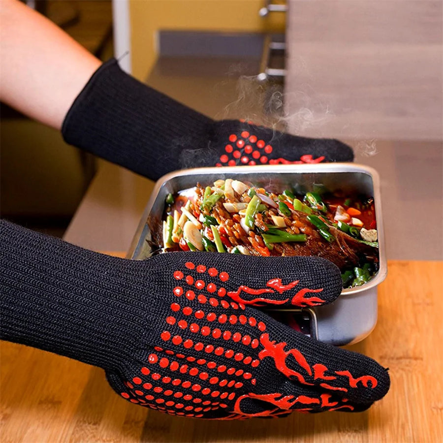 Universal Heat-Resistant Oven Mitt (1 Piece) with Non-slip for Barbecue & Kitchen