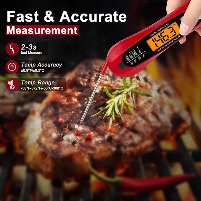Digital Meat Thermometer with Fast Measurement, Backlight, and Magnet