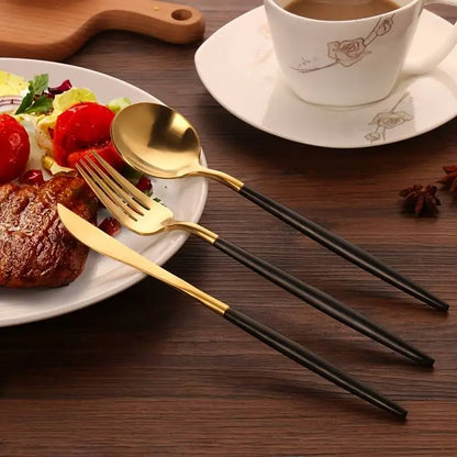 Huismerk Roestvrijstalen Bestekset 4-delig met Opbergzak