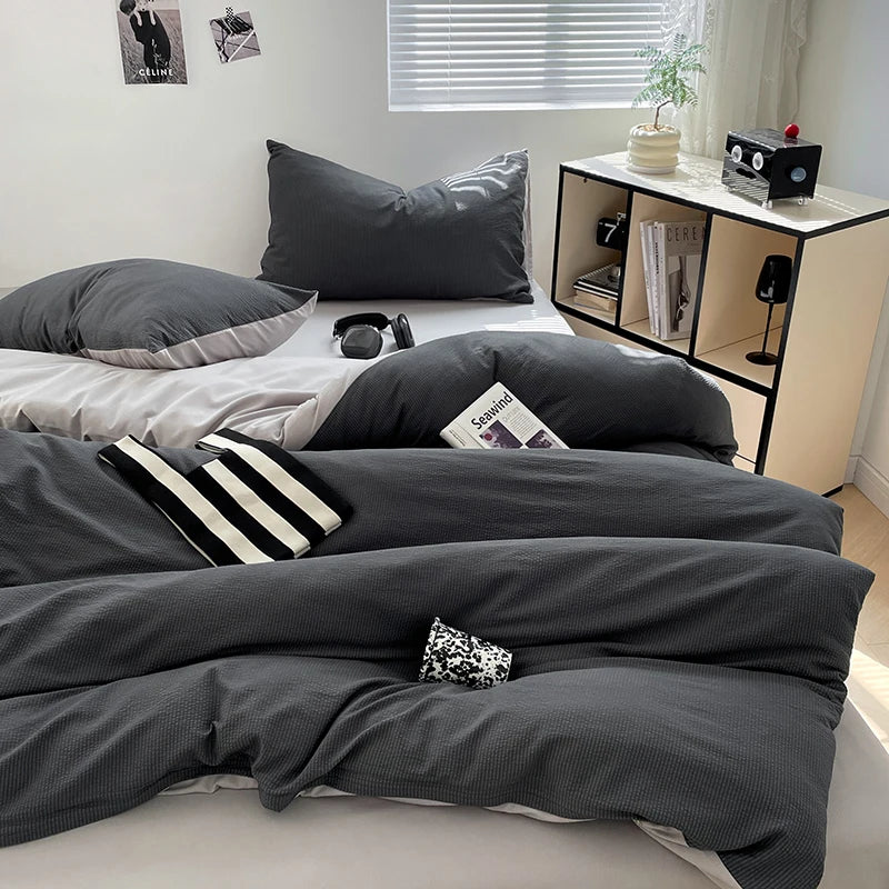 Dekbedovertrekset microfiber 3-delig met rits